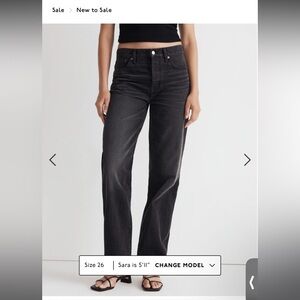 Madewell low slung straight jeans Kent wash black new never worn